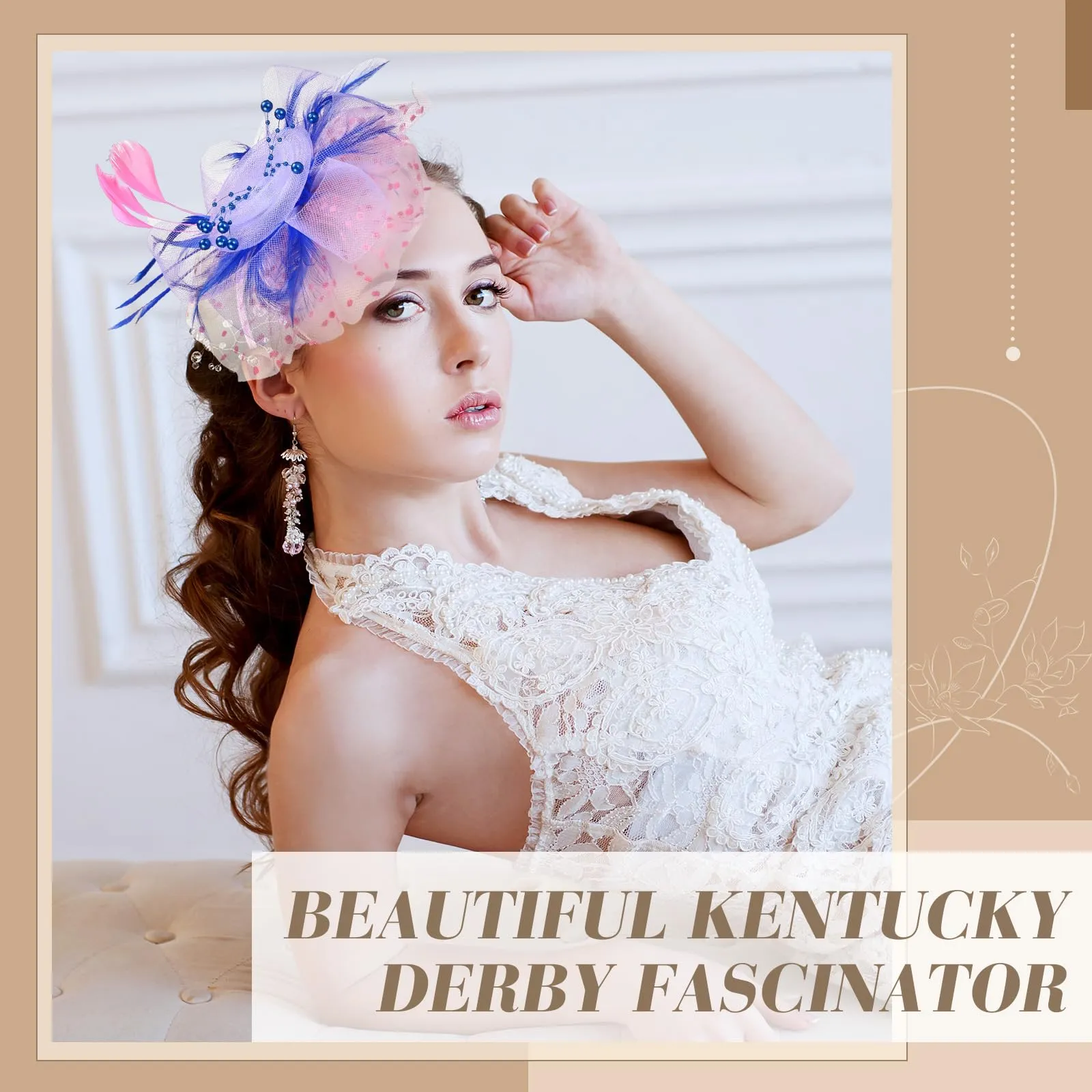 Wavwavw 6 Pcs Fascinators Hats Bulk for Women Derby Tea Party Hat Headwear Ribbons Feathers Flower Mesh Headband Clip for Party Cocktail Wedding Carnival