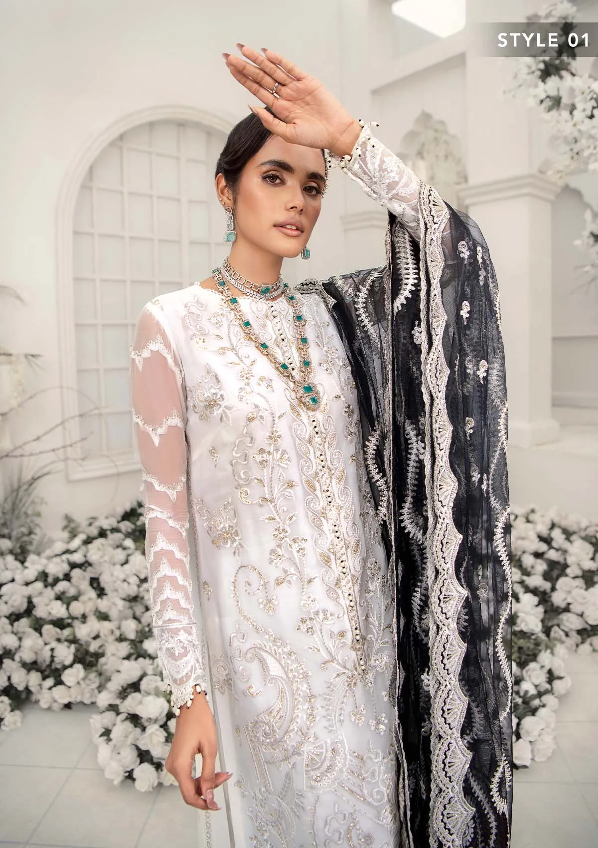 Wedding Festive '22 - Look 09 |  AIK Atelier Wedding Festive Unstitched Luxury Collection 2022 | Embroidered Net Organza Suits