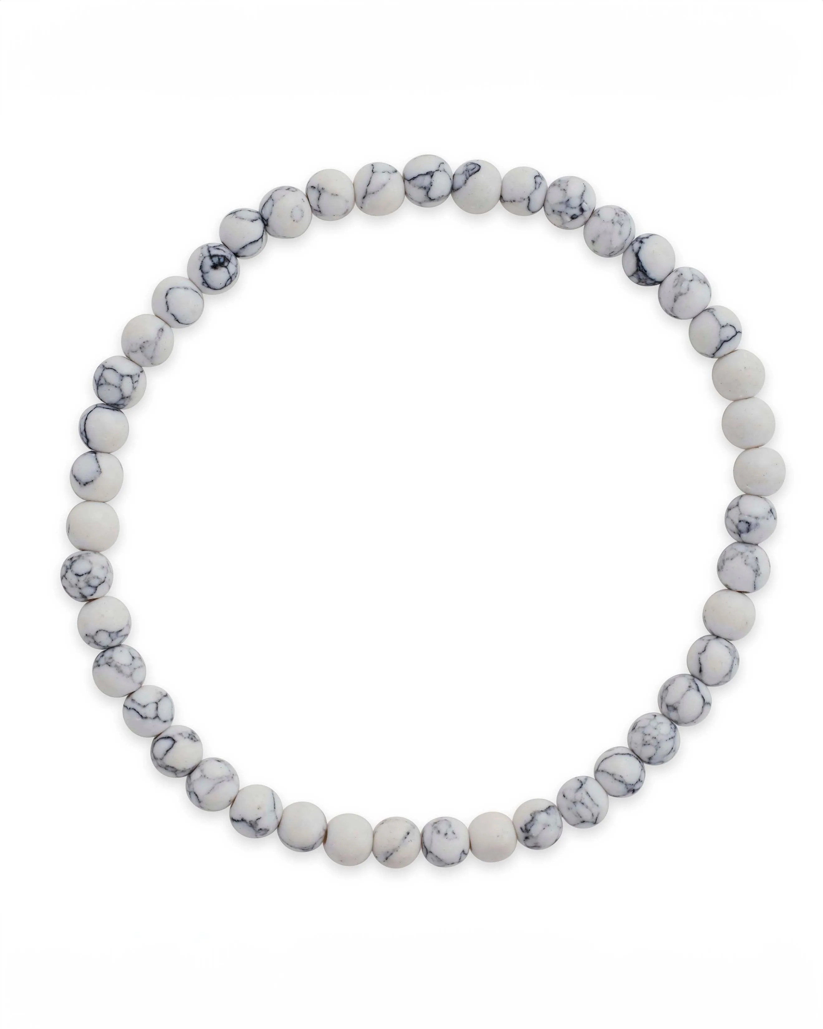 White Howlite Beaded Stretch Bracelet