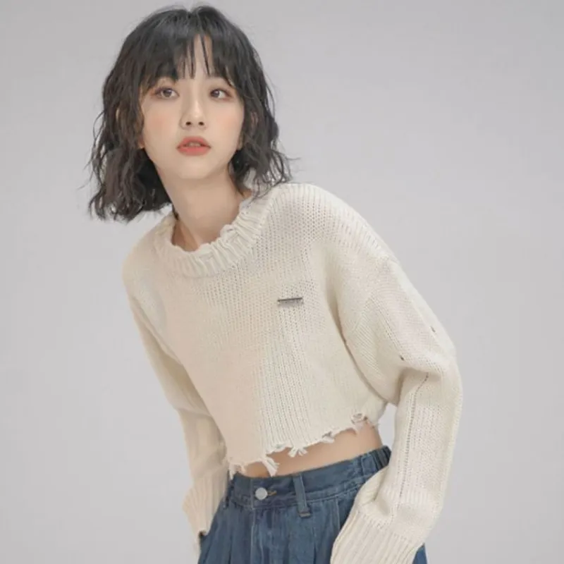 Women Knit Cropped Sweater