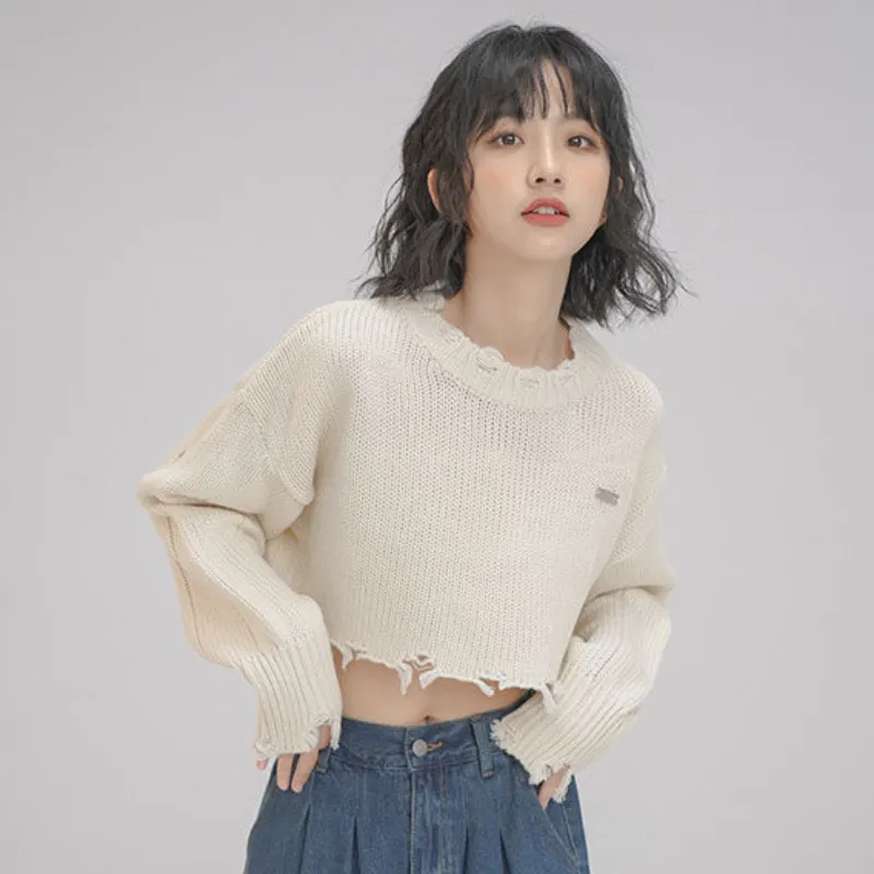 Women Knit Cropped Sweater