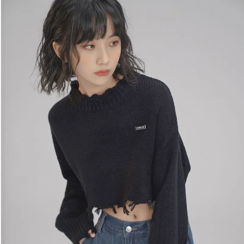 Women Knit Cropped Sweater