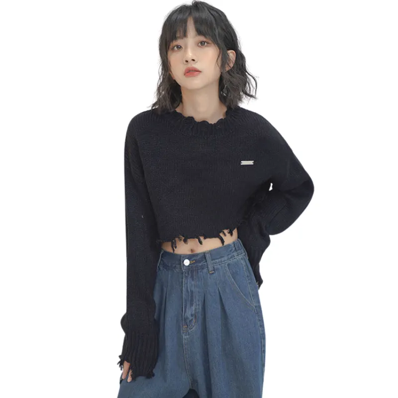 Women Knit Cropped Sweater