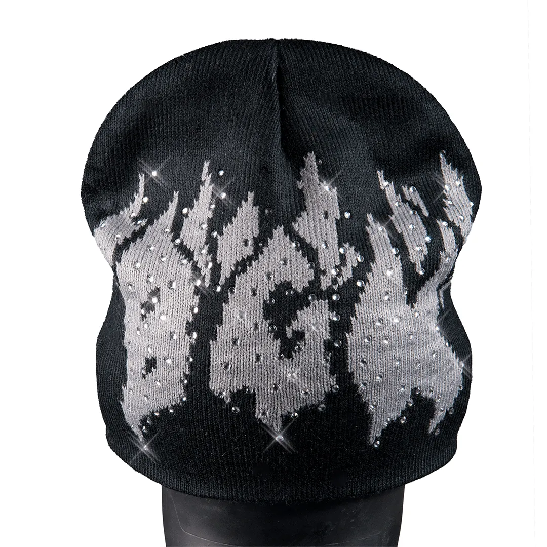 X Fein Rhinestone Beanie Hat - Black - Unisex